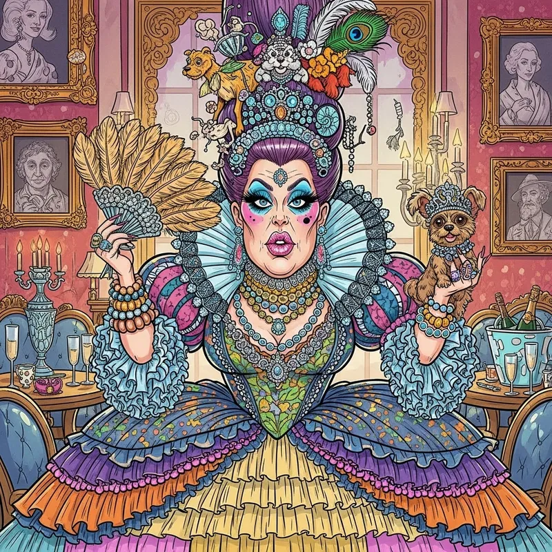 Extravagant Woman Caricature Art