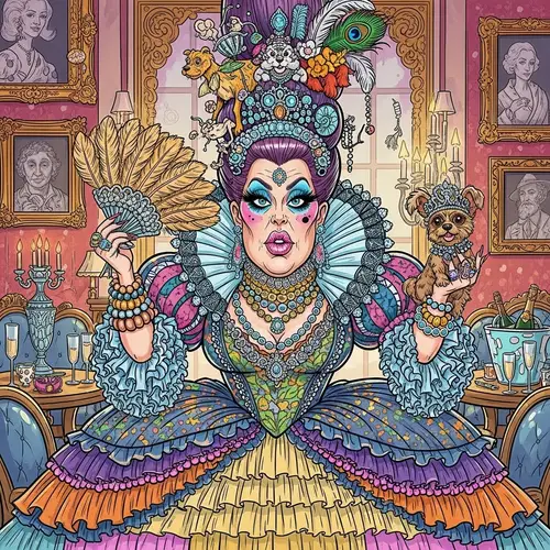 Extravagant Woman Caricature Art