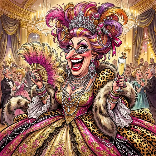 Extravagant Woman Caricature Art