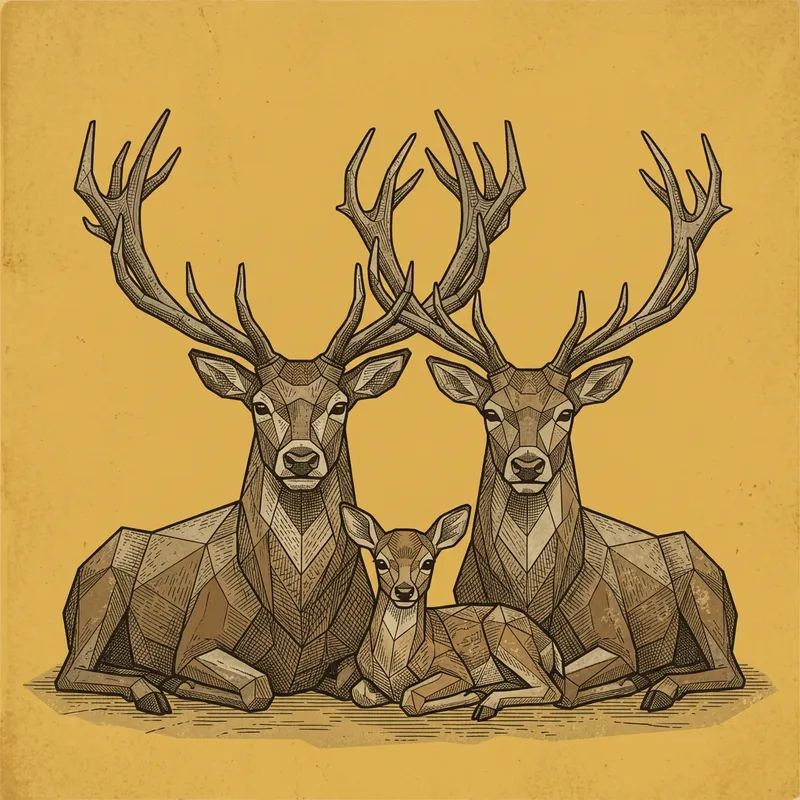 Geometric Polygonal Deer Art on Yellow Background Geometric Polygonal Deer Art on Yellow Background