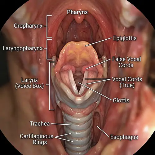 Human Throat Anatomy: Pharynx, Larynx, Vocal Cords, Trachea