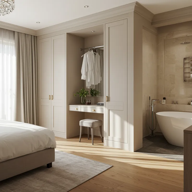 Stylish Bedroom with Dressing Area and Private Bathroom