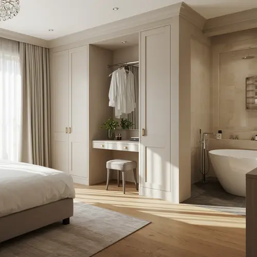 Stylish Bedroom with Dressing Area and Private Bathroom