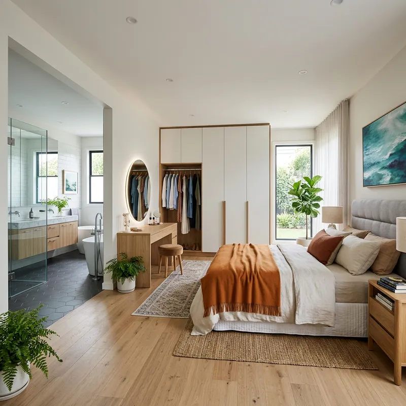 Stylish Bedroom with Dressing Area and Private Bathroom