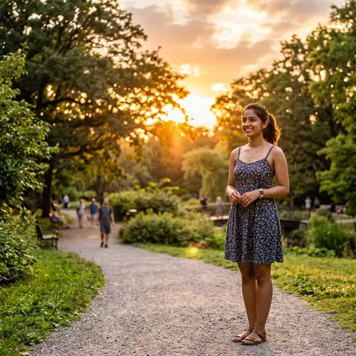 Young South Asian Woman in Casual Dress Relaxing in Park