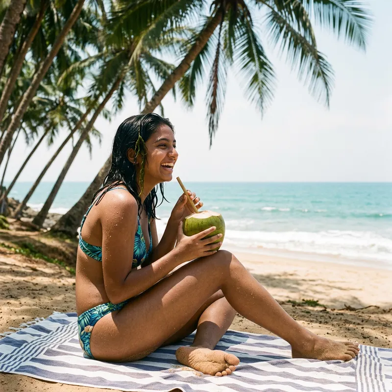 Vietnamese Girl in Bikini Enjoying Summer Beach Day