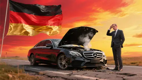 Broken Mercedes: Confused Man by the Roadside