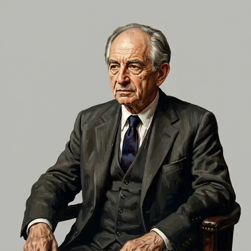 Stylized Portrait of Hyman Minsky: Mid-20th Century Economist