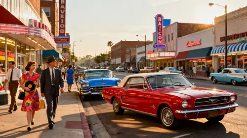 Cinematic 1960s American Main Street Scene