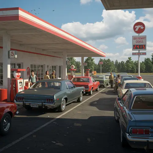 1970s Fuel Filling Station Queue History