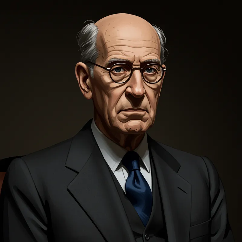 Stylized Portrait of Hyman Minsky: Mid-20th Century Economist