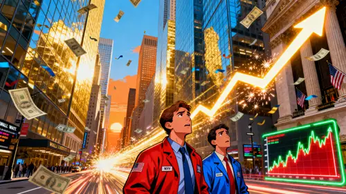 Wall Street Traders Amidst Rising Stock Chart