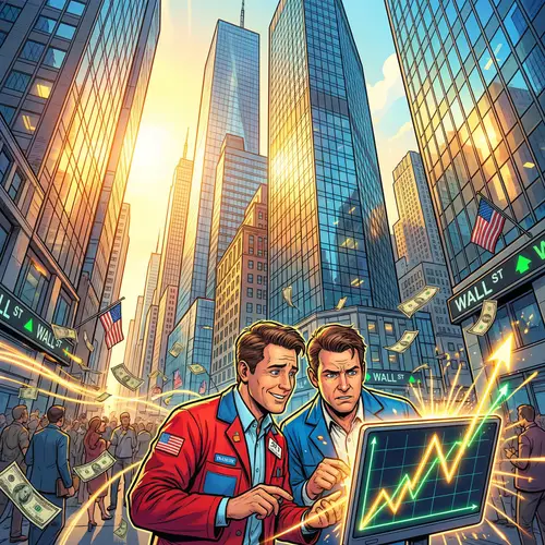 Wall Street Traders Amidst Rising Stock Chart