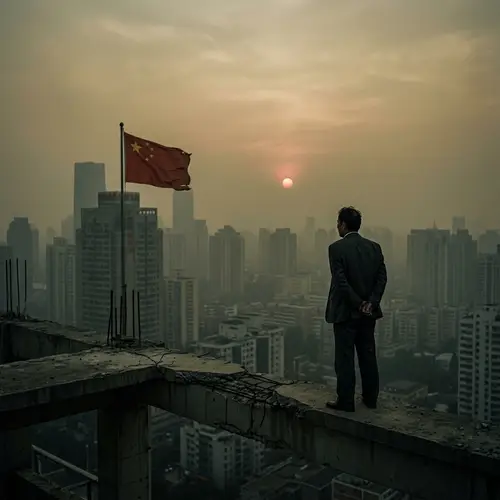 Dramatic Sunset over Chinese Skyline