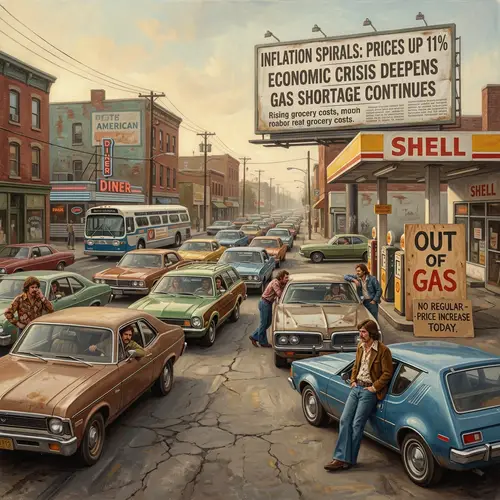 1970s American Street Scene: Stagflation Crisis