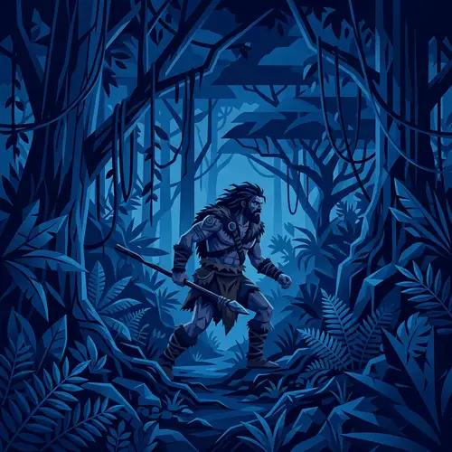 Ancient Jungle Vector Art: Mystique and Primal Ruggedness