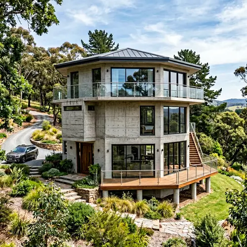 Octagon Double Storey Concrete Home Design