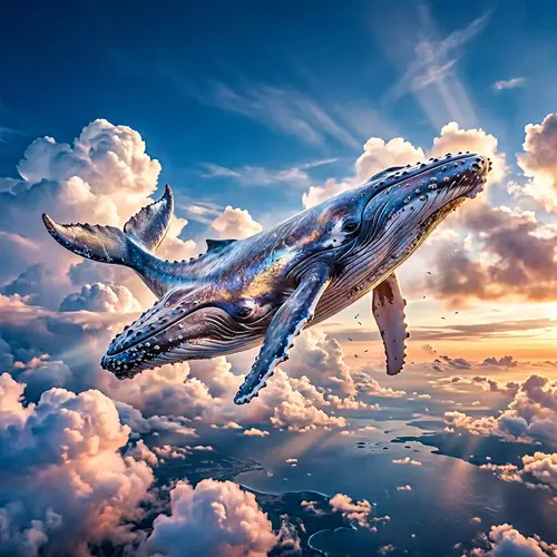Whale Flying in Sky - Majestic Surrealism Captured