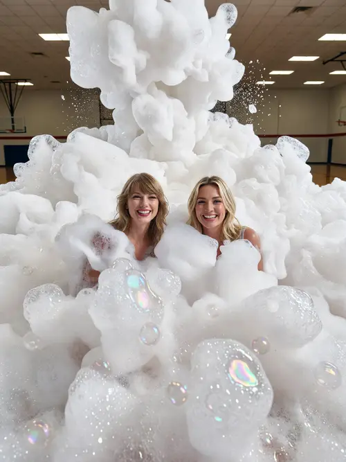 Taylor Swift & Hilary Duff: Foam Party Fun