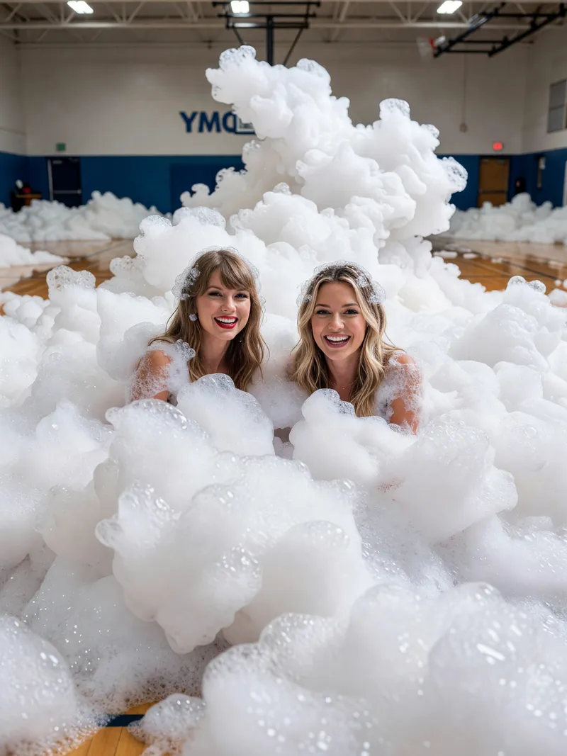 Taylor Swift and Hilary Duff Foam Party Fun Taylor Swift and Hilary Duff Foam Party Fun
