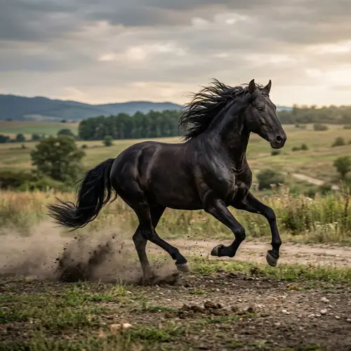 Black Horse Galloping