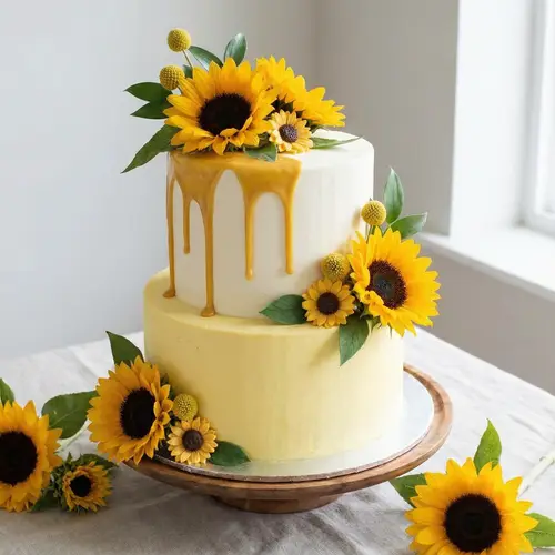 Stunning Two-Tier Yellow and White Cake