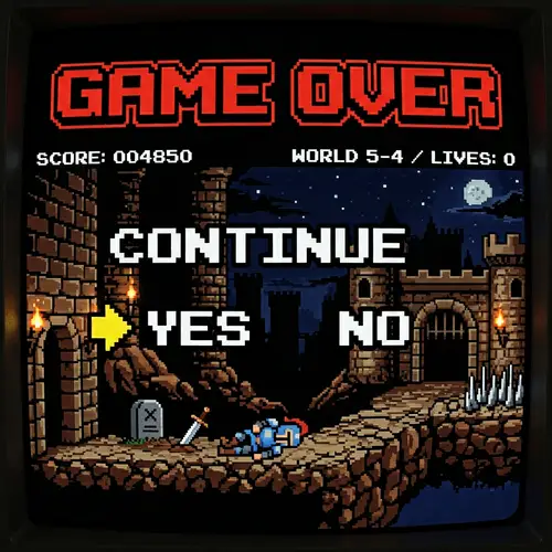 Old-School 8-Bit Style Game Over Screen with Nostalgic Vibe