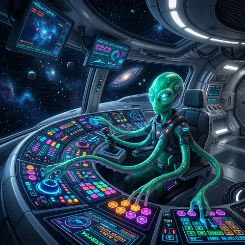 Alien on Spaceship: Journey Through Space | Galactic Exploration