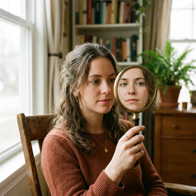 Woman Holding Mirror: A Moment of Reflection