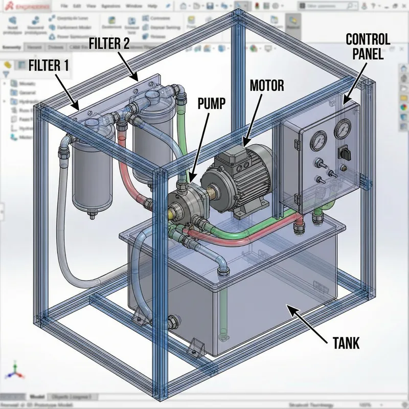 3D Model of Hydraulic Oil Filtration Machine