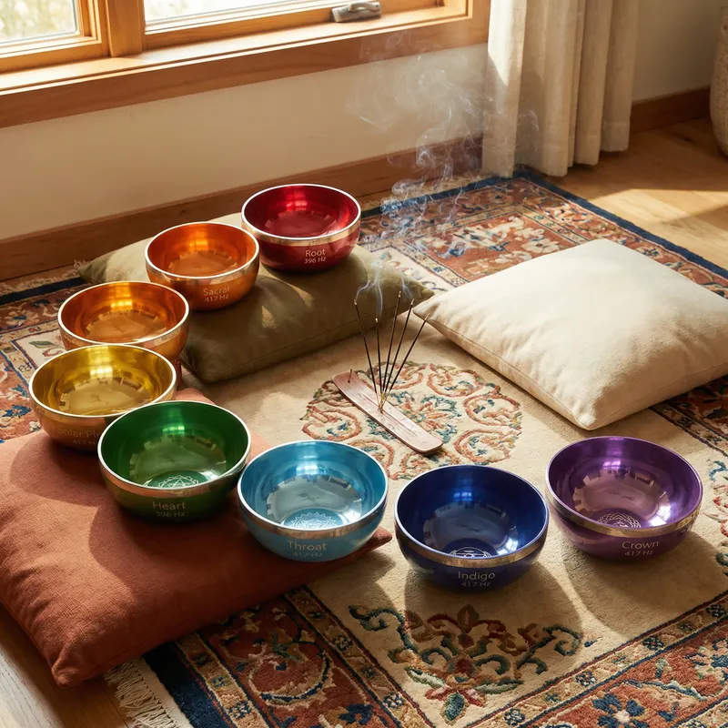 Serene Chakra Singing Bowls Ensemble for Harmony