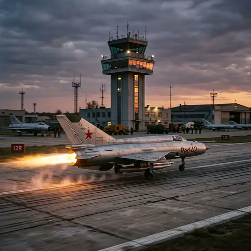 Soviet MiG-21 Taking Off: A Classic Aviation Scene