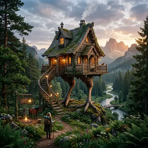 Enchanting Secluded Fantasy Retreat with Chicken Leg Hut