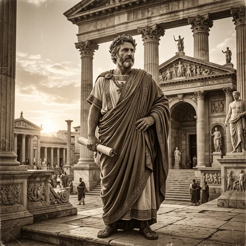Caesar - Majestic Roman Leader in Vintage Setting