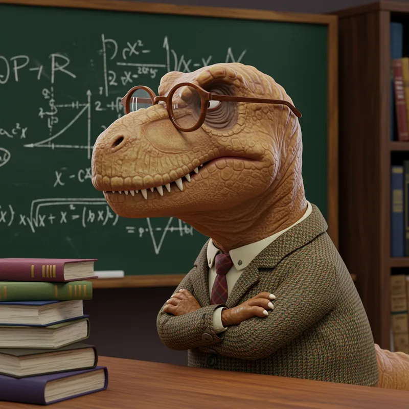 Ph.D. T-Rex Cartoon Character