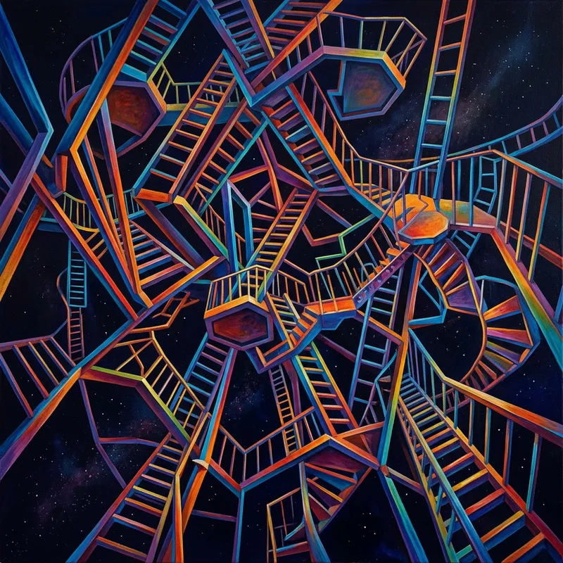 Abstract Fire Escape Art: A Unique Perspective