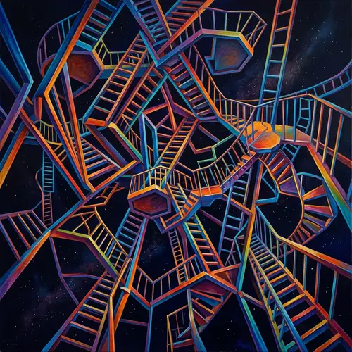 Abstract Fire Escape Art: A Unique Perspective