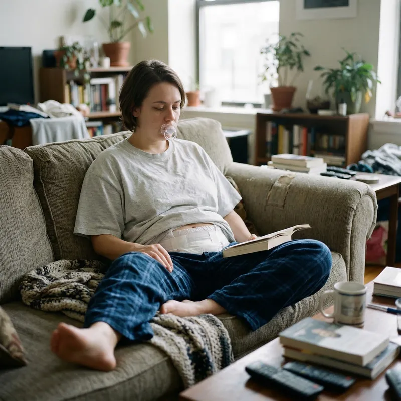 Woman in Diaper with Pacifier - Adorable Moments