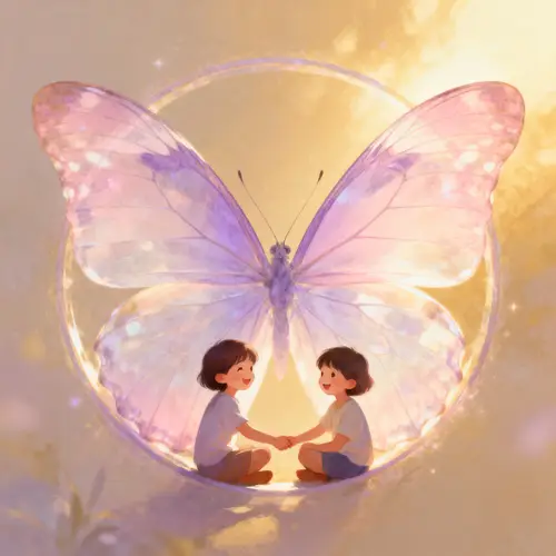 Sacred Butterfly with Children Imagery
