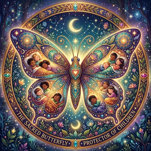 Sacred Butterfly with Children Imagery