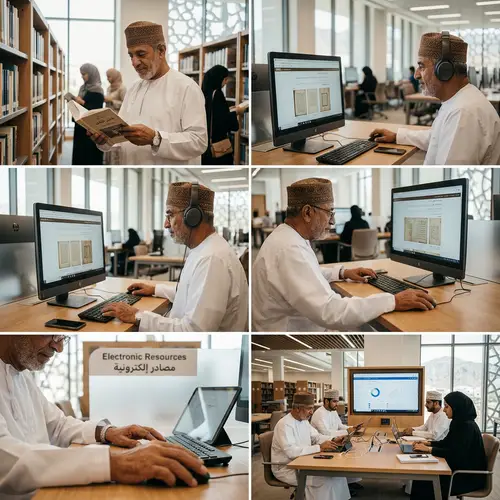 Omani Man in Traditional Dress at the Library