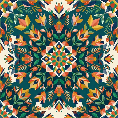 Abstract Floral Elements Seamless Pattern