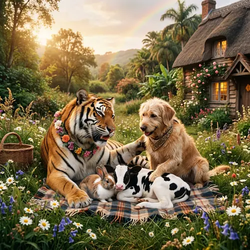 A Tiger and Dog Family: Unlikely Animal Bonds