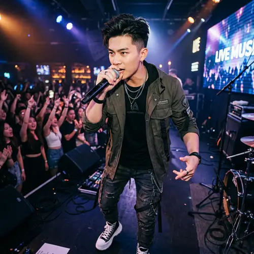 Trendy Asian Musician with Modern Fashion Style