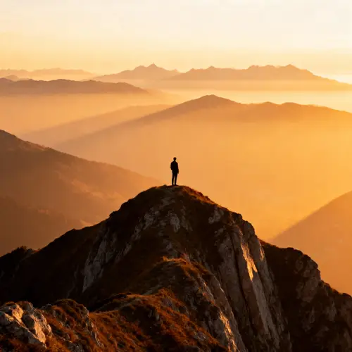 Calm Reflection on Mountain Summit