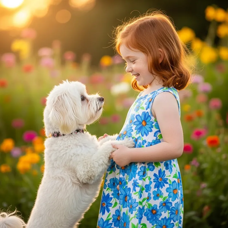 Adorable Maltipoo With Child: A Happy Moment