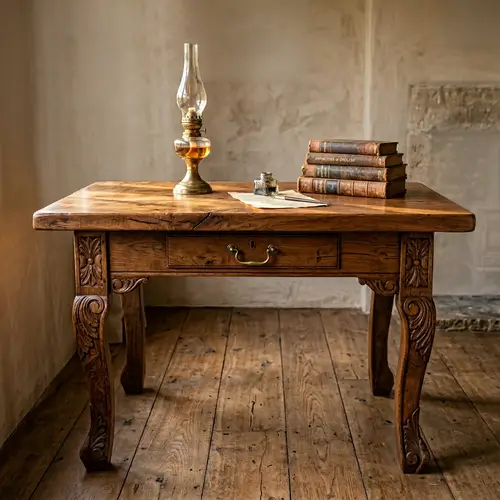 Rustic Wooden Table with Vintage Décor