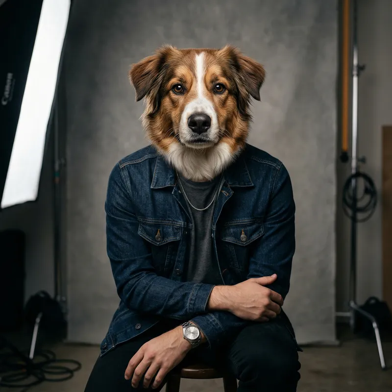 Dog Face Transformation in Studio Photography