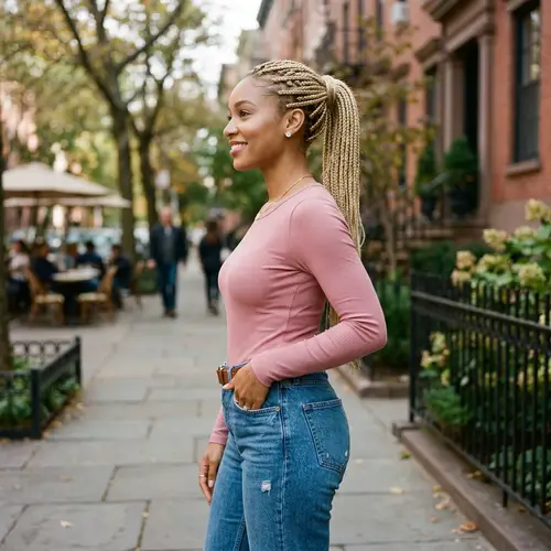 Stylish African American Woman Profile - Pink Shirt & Diamond Earrings
