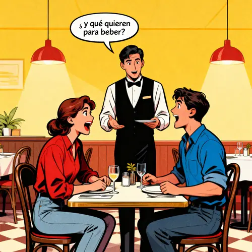 Comic Style Restaurant Scene: Drink Orders